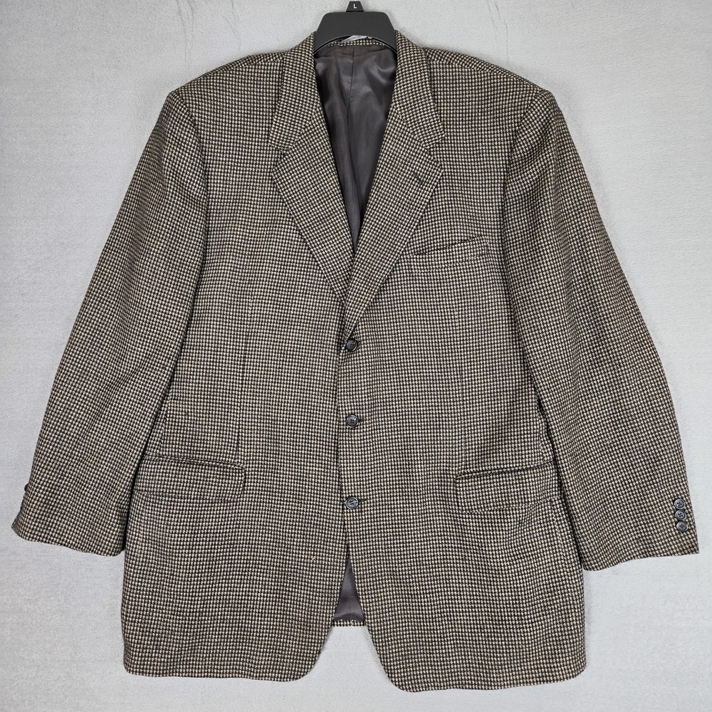 Canali Blazer Mens 50R XL Wool Silk Houndstooth Sport Jacket Suit Italy Made‎